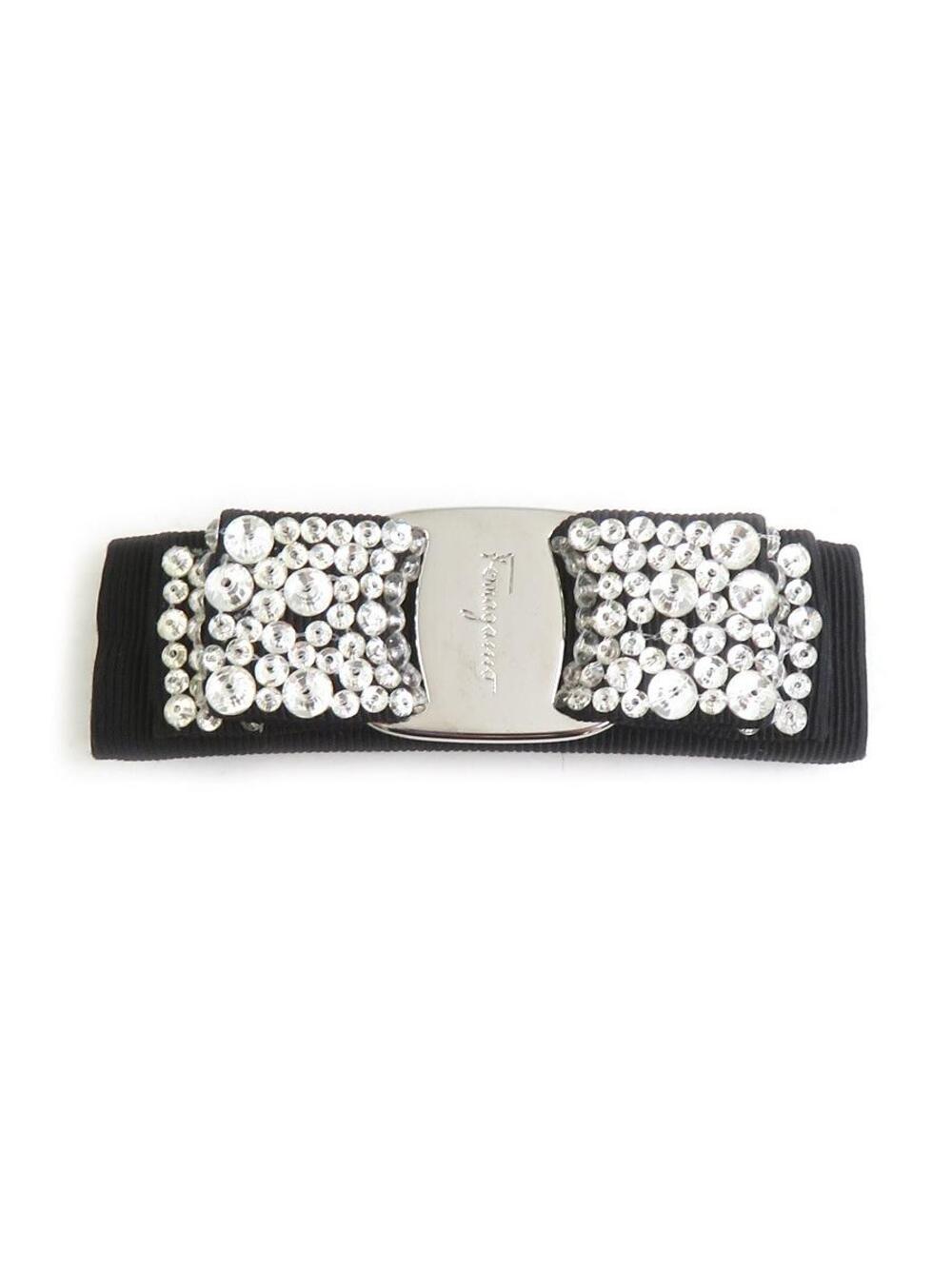 Auth Salvatore Ferragamo Barrette Black #369963S11B